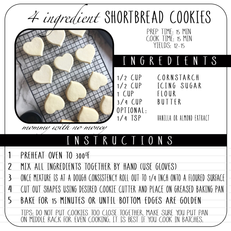 4 Ingredient 4 Shortbread Cookie Recipe on Mommy with No Money